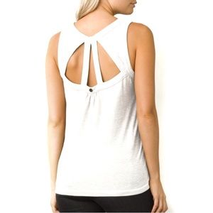 prAna Kornelie White Cut Out Back Tank Large